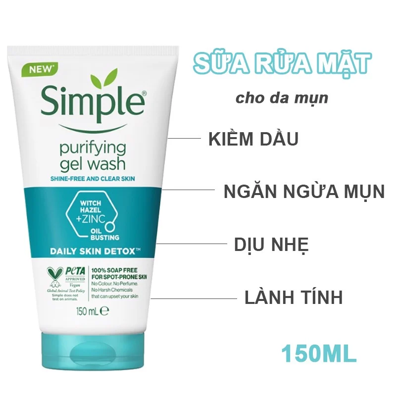Sữa rửa mặt Simple Purifying Gel Wash